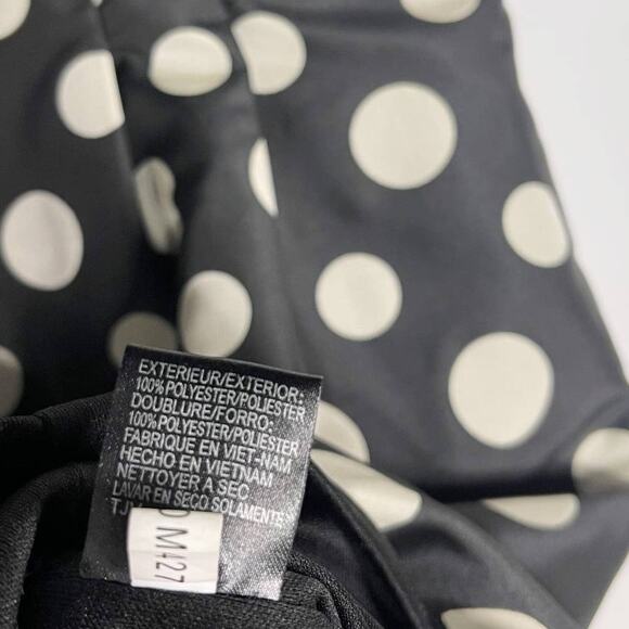 Tahari Size 12 Cream Black Polka Dot Contrast Sheath Dress Pockets Sleeveless - Picture 11 of 12